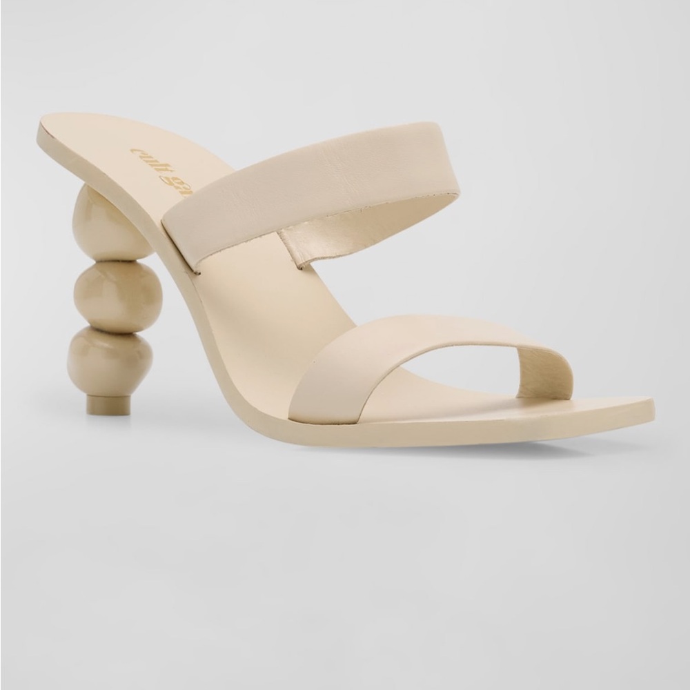 Cult Gaia
Meta Calfskin Dual-Band Slide Sandals, Size 9